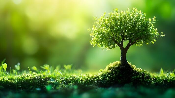 thriving tree in lush green environment nature conservation and protection concept free photo